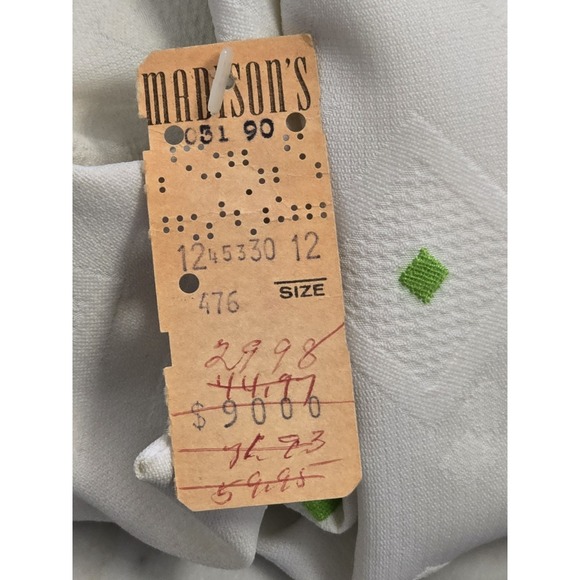 Vintage Mod White & Green Midi Dress Sz 12 W Belt New With‎ Tags - Picture 2 of 16